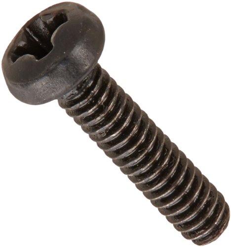 Product Cover Steel Pan Head Machine Screw, Black Oxide Finish, Meets ASME B18.6.3, #1 Phillips Drive, #2-56 Thread Size, 1/2