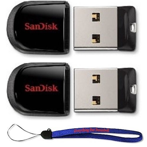 Product Cover SanDisk Cruzer Fit 32 GB x2 = 64GB USB Flash Drive SDCZ33-032G-B35-2PK w/ Everything But Stromboli (TM) Lanyard