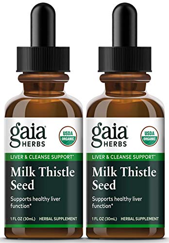 Product Cover Gaia Herbs Milk Thistle Seed, Liquid Supplement, 1 Ounce (Pack of 2) - Liver Cleanse Supplement, Supports Detox and Metabolism, Naturally Concentrated Silymarin Extract 1000mg