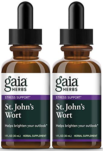 Product Cover Gaia Herbs St. John's Wort, Liquid Supplement, 1 Ounce (Pack of 2) - Mood Support, Promotes a Positive and Sunny Mood