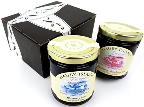 Product Cover Maury Island Limited Harvest Jams 2-Flavor Variety: One 11 oz Jar Each of Blueberry Jam and Blackberry-Raspberry Jam in a BlackTie Box (2 Items Total)