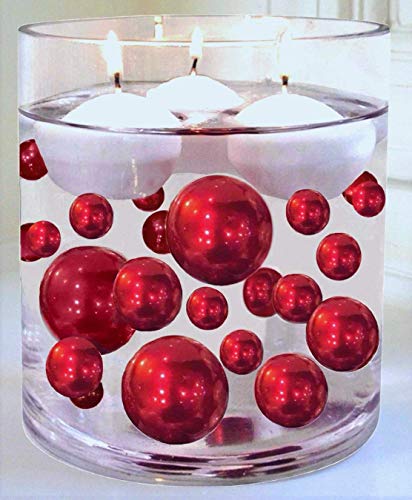 Product Cover No Hole Red Pearls - Jumbo/Assorted Sizes Vase Decorations - to Float The Pearls Order The Floating Packs from The Options Below
