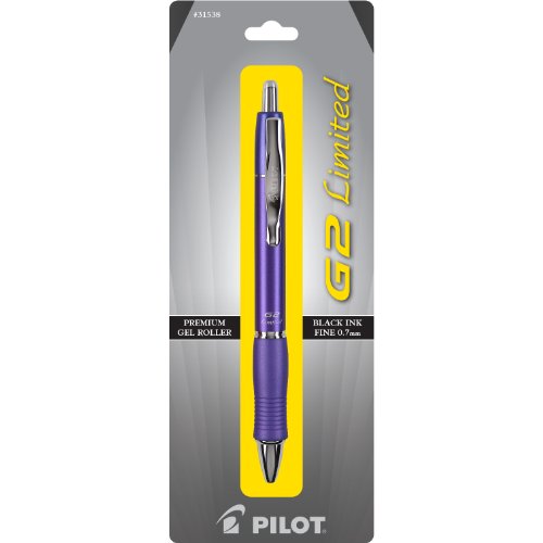 Product Cover PILOT G2 Limited Refillable & Retractable Rolling Ball Gel Pen, Fine Point, Purple Barrel, Black Ink, Single Pen (31538)