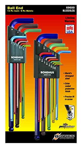 Product Cover Bondhus 69600 Ball End Double Pack L-Wrench Set with ColorGuard, 13 Piece