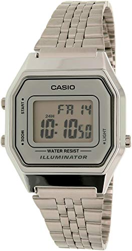 Product Cover Casio Ladies Mid-Size Silver Tone Digital Retro Watch LA-680WA-7DF
