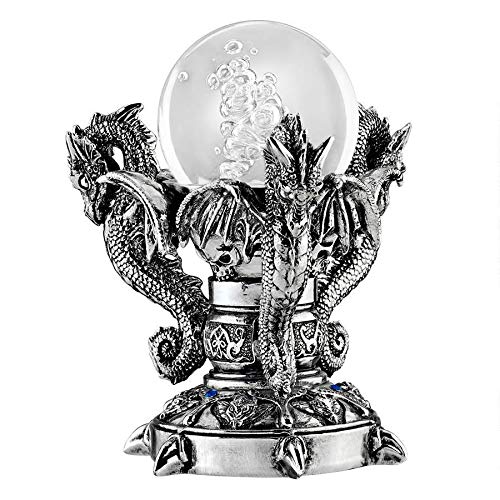 Product Cover Design Toscano Dragons of Corfu Castle Gothic Decor Statue Globe Figurine, 5 Inch, Silver Chrome