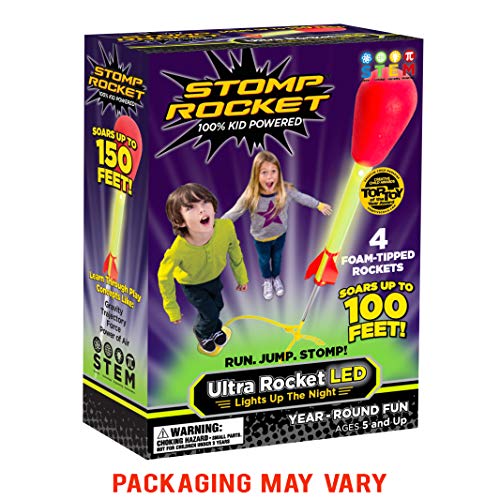 Product Cover Stomp Rocket Ultra Rocket LED, 4 Rockets - Outdoor Rocket Toy Gift for Boys and Girls- Comes with Toy Rocket Launcher - Ages 6 Years and Up