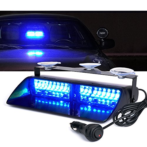 Product Cover Xprite Blue 16 LED High Intensity LED Law Enforcement Emergency Hazard Warning Strobe Lights For Interior Roof/Dash/Windshield With Suction Cups