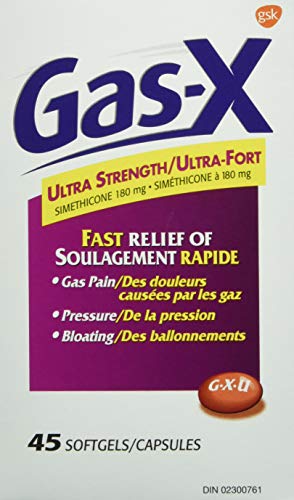 Product Cover GAS-X Ultra Strength 180g Simethicone softgels for FAST RELIEF of Gas Pain, Pressure and Bloating, 45 Softgels