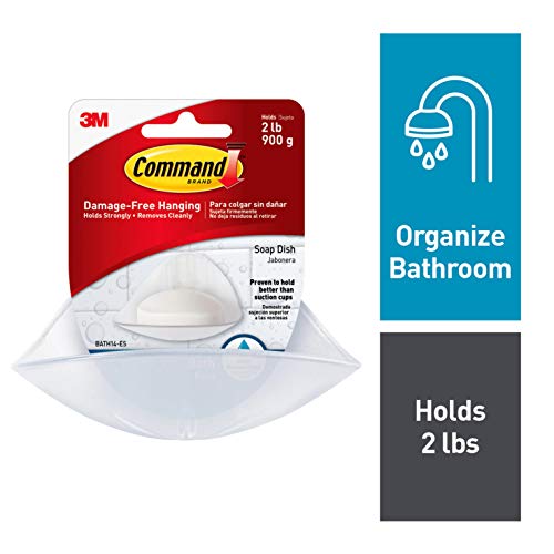 Product Cover Command Soap Dish with Water-Resistant Strips, Frosted, 1 Dish 2 Medium Strips