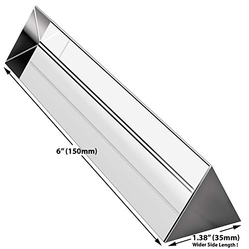 Product Cover Amlong Crystal 6 inch Optical Glass Triangular Prism for Teaching Light Spectrum Physics and Photo Photography Prism, 150mm