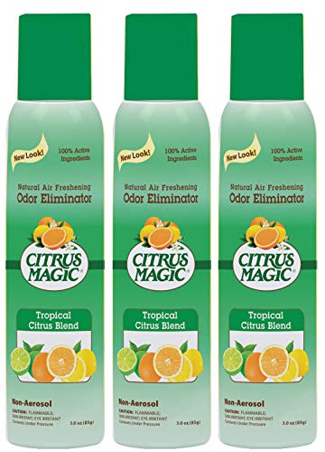Product Cover Citrus Magic 3-Pack Natural Odor Eliminating Air Freshener Spray, Tropical Citrus Blend, 3.5-Ounce