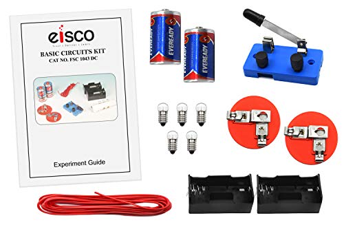 Product Cover Eisco Labs Basic Beginner Circuit Kit For Teaching Series and Parallel Circuits- Switch, (2) 'C' Batteries w/Holders, (2) Light Holders, (5) Bulbs, Bulk Wire