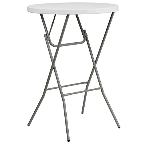Product Cover Flash Furniture 3-Foot Round Granite White Plastic Bar Height Folding Table