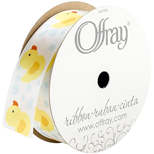 Product Cover Offray, White 808335 Rubber Ducky Craft Ribbon, 7/8-Inch x 9-Feet, 7/8