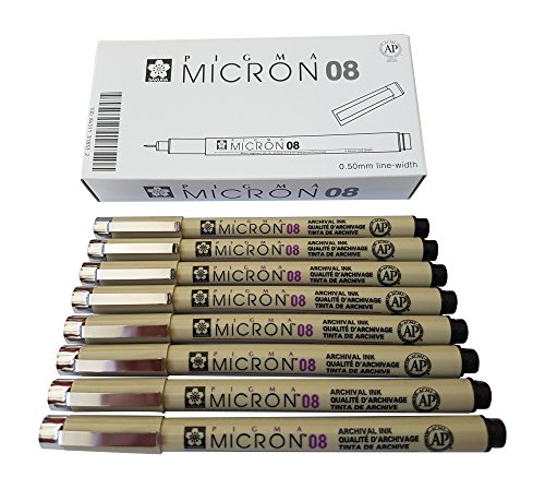 Product Cover Sakura Pigma Micron pen 08 Black felt tip artist drawing pens - 8 pen set