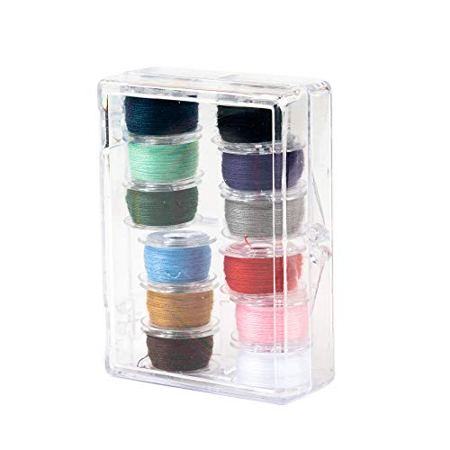 Product Cover SINGER 21495 Class 15 Threaded Bobbins, Transparent, Assorted Colors, 12-Count
