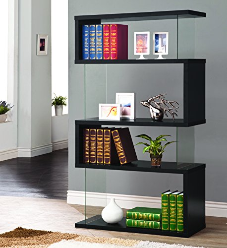Product Cover Asymmetrical Snaking Bookcase Black and Clear