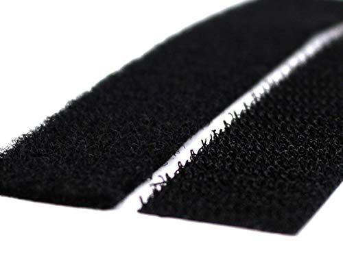 Product Cover Strenco 1 Inch Self Adhesive Hook and Loop - 5 Yard Set - Black Sticky Back Tape Fastener - Light Weight