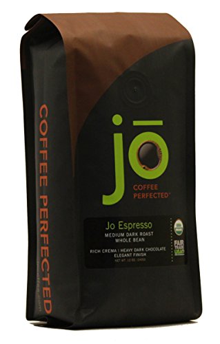 Product Cover JO ESPRESSO: 12 oz, Medium Dark Roast, Whole Bean Organic Arabica Espresso Coffee, USDA Certified Organic Espresso, NON-GMO, Fair Trade Certified, Gluten Free, Gourmet Espresso Beans by Jo Coffee