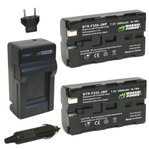 Product Cover Wasabi Power Battery (2-Pack) and Charger for Sony NP-F330, NP-F530, NP-F550, NP-F570 and Sony CCD-RV100, CCD-RV200, CCD-SC5, CCD-SC6, CCD-SC55, CCD-SC65, CCD-TRV66, CCD-TRV67, DCM-M1, DCR-SC100, DCR-TR7, DSC-CD250, DSC-CD400, DSC-D700, DSC