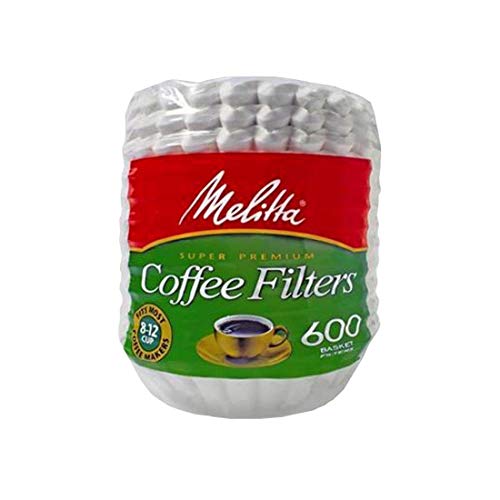 Product Cover Melitta 600 Coffee Filters, Basket, Pack of 600, 8-12 Cups, White