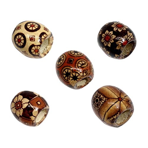 Product Cover Housweety 100 Mixed Painted Drum Wood Spacer Beads 17x16mm (Style 1-100pcs)