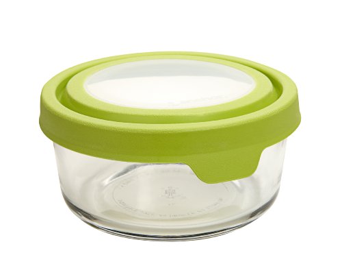 Product Cover Anchor Hocking Trueseal Glass Food Storage Containers Airtight Lids, 1 Cup Round, Green - 91688