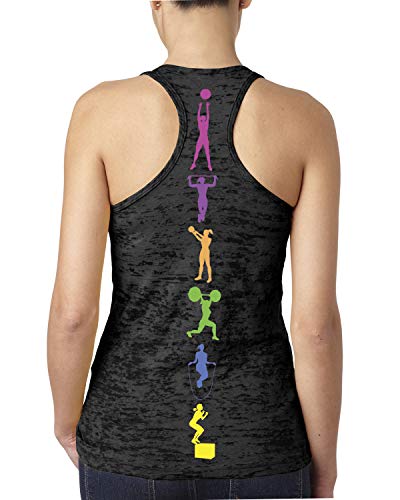 Product Cover Women's Colorful Workout Lifting Fitness Moves Burnout Tank Top