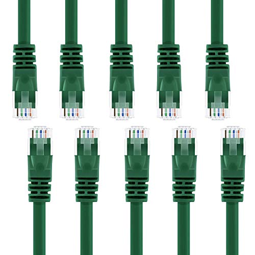 Product Cover GearIT 10 Pack, Cat 6 Ethernet Cable Cat6 Snagless Patch 15 Feet - Computer LAN Network Cord, Green - Compatible with 10 Port Switch POE 10port Gigabit