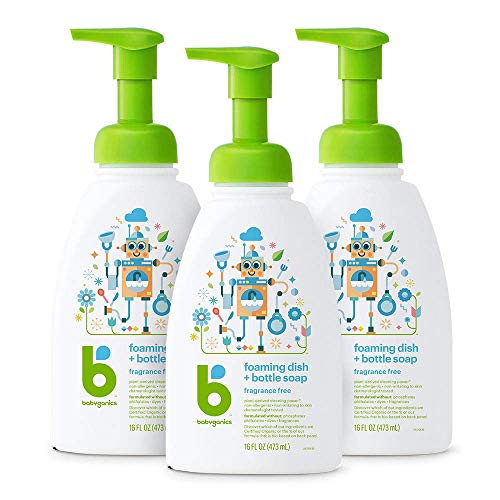 Product Cover Babyganics Foaming Dish Soap, Pump Bottle, Fragrance Free, 16oz, 3 Pack, Packaging May Vary