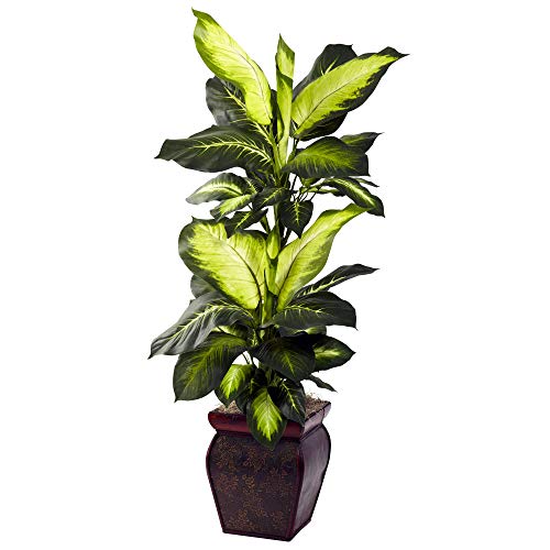 Product Cover Nearly Natural 6731 Golden Dieffenbachia with Decorative Planter, Green