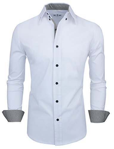 Product Cover TAM WARE Men's Classic Slim Fit Contrast Inner Long Sleeve Dress Shirts