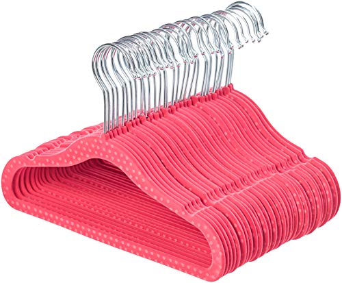 Product Cover AmazonBasics Kids Velvet Hangers - 30-Pack, Pink Polka Dot