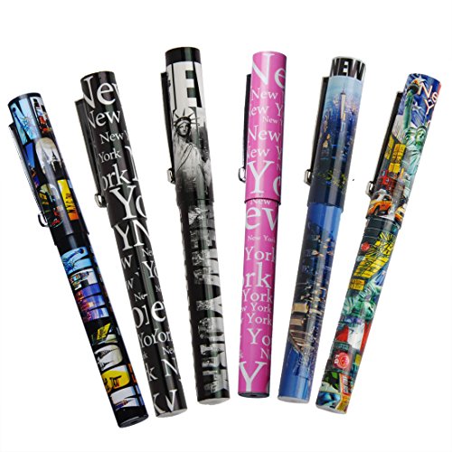 Product Cover 6X Various Unique Designs Ultimate Collectible New York City Ballpoint Pen NYC Gift Pen NY Souvenir Pens - Pack of 6