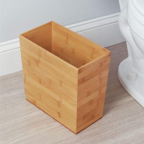 Product Cover iDesign Formbu Wood Wastebasket, Small Square Trash Can for Bathroom, Bedroom, Dorm, College, Office, 10.5