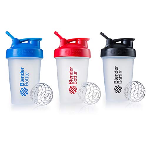 Product Cover Blender Bottle Classic Loop Top Shaker Bottle, 20-Ounce 3-Pack, Blue Red Black, Blue and Red and Black, 20oz