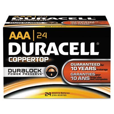 Product Cover Duracell CopperTop Alkaline Batteries with Duralock Power Preserve Technology, AAA, 24/Bx