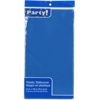 Product Cover 3-PACK DISPOSABLE PLASTIC TABLE COVERS / TABLECLOTHS (BLUE)