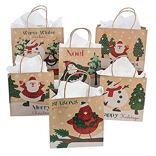 Product Cover One Dozen Paper Christmas Craft Bag Assortment/CHRISTMAS/HOLIDAY wrap by Fun Express