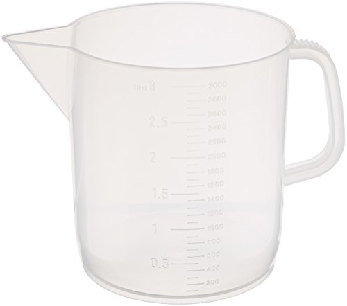 Product Cover Globe Scientific 601159-1 Polypropylene Short Form Beaker with Handle, Molded Graduations, 3000mL Capacity
