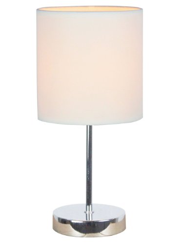 Product Cover Simple Designs All The Rages LT2007-WHT Mini Basic Table Lamp with White Shade, Chrome