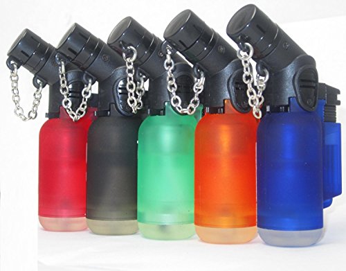 Product Cover Pack of 5 Single Jet Flame Torch Lighter Windproof Refillable Cigarette Lighter Red,Black,Green,Blue,Orange
