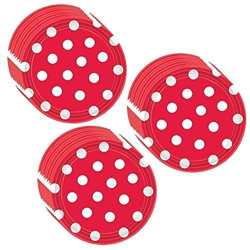 Product Cover Unique Red Polka Dot Party Dessert Plates - 24 Guests