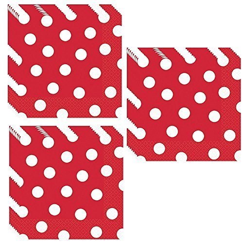 Product Cover Red Polka Dot Luncheon Napkins - 48 Pieces by Unique