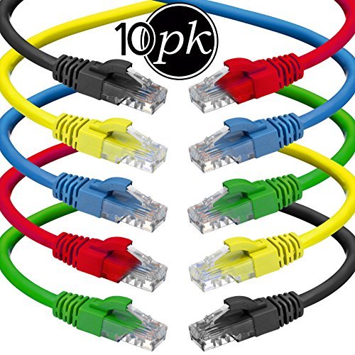 Product Cover CAT 6 Ethernet Cable (1.5 Feet) LAN, UTP (0.5m) CAT6, RJ45, Network, Patch, Internet Cable - 10 Pack (1.5 ft)