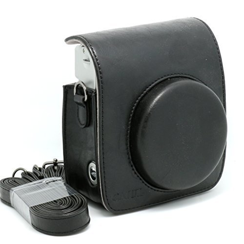 Product Cover CAIUL Black Vintga PU Leather fuji mini case for Fujifilm Instax Mini 90 Case bag