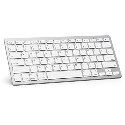 Product Cover OMOTON Ultra-Slim Bluetooth Keyboard Compatible with iPad 10.2-inch/ 9.7-inch, iPad Air 10.5, iPad Pro 11/12.9, iPad Mini 5/4, iPhone and Other Bluetooth Enabled Devices, White