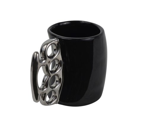 Product Cover Fairly Odd Novelties FON-10039 Black Knuckle Duster Ceramic Coffee Mug, 5.5x4.35x3.75 inches