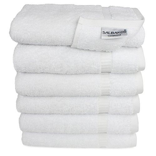 Product Cover SALBAKOS Premium Organic Turkish Cotton Hotel & Spa Hand Towels, 700 GSM, 16 by 30 Inch, Pack of 6, White